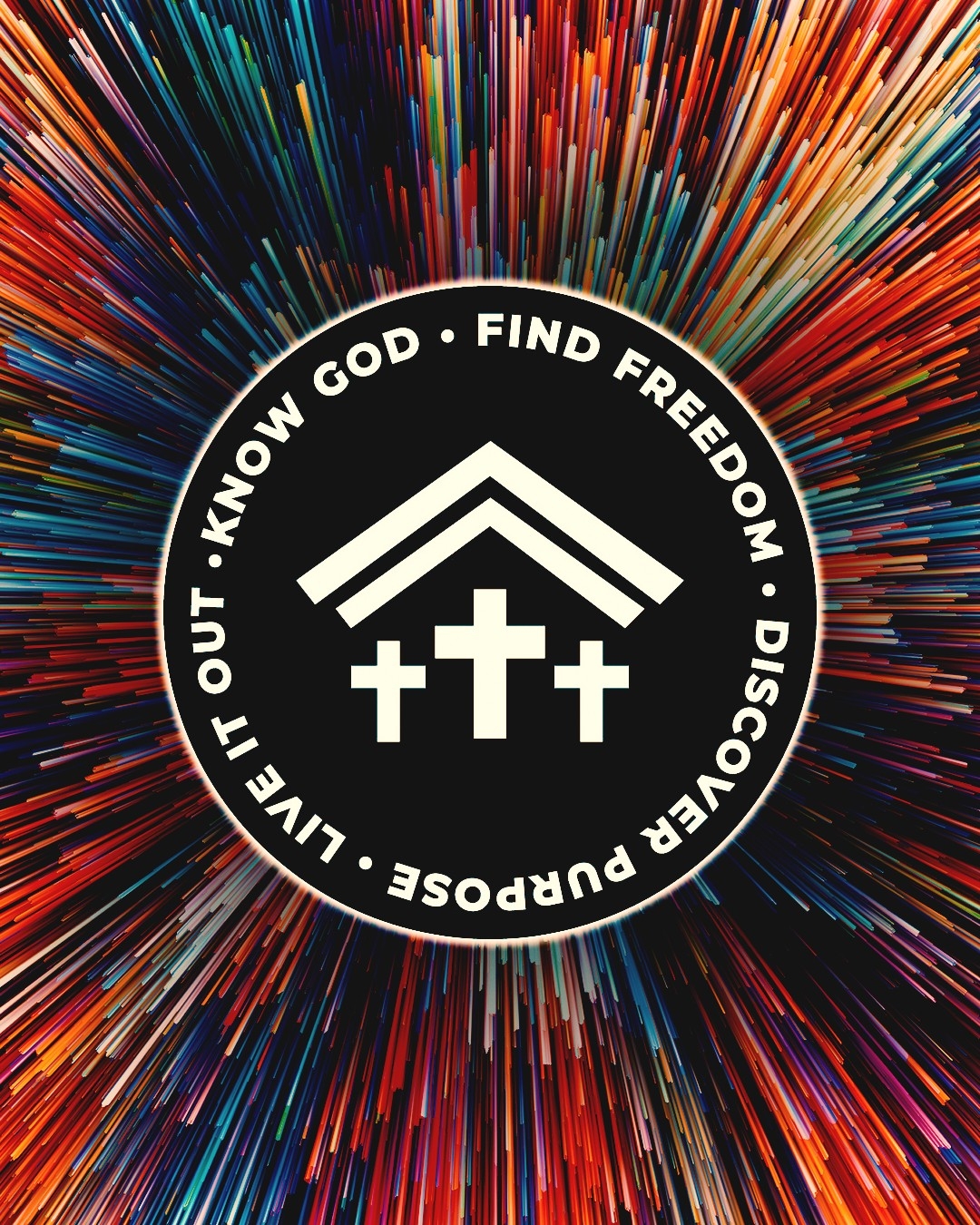 Colorful church logo with core values
