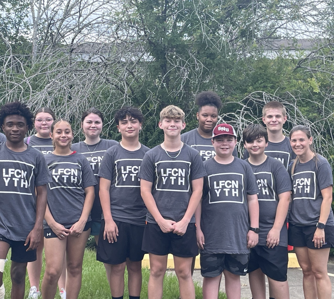 Lufkin Nazarene youth group members in matching t-shirts